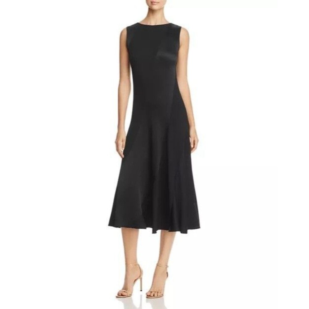 TORY BURCH Hailee Bias-Cut Midi Dress Size 6 Flowy A-Line Fit Flare Black 41110
